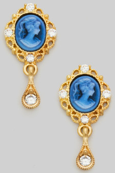 Victorian Portrait Studs With Cz Drop