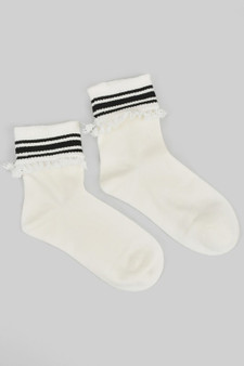Striped Frilly Top Socks