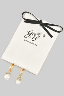 18K Gold Dipped Cz Pave Hoop With Stone And Pearl