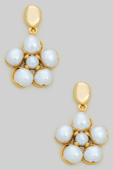 Pearl Drop Flower Drop Earrings