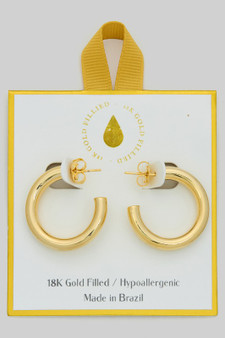 18K Gold Filled Hypoallergenic C Tube Hoops