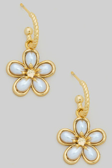 Rope Hoops With Pearl Flower Charm
