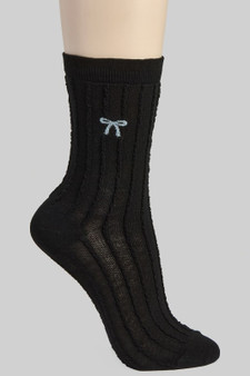 Ribbed And Ruffled Bow Socks