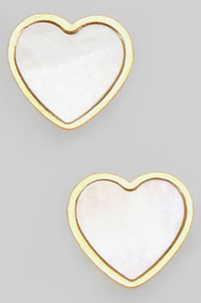 Stainless Steel Opal Heart Studs