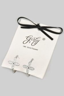 Twisted 18K Gold Dipped Hoops With Cz Flower