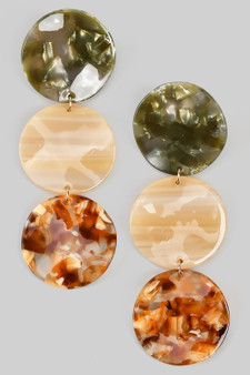 Multi Marbled Acrylic Tiered Drop Earrings