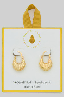 Puffed Gold Filled Hinge Hypoallergenic Hoops