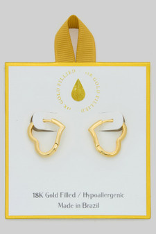 Gold Filled Heart Hinge Hypoallergenic Hoops