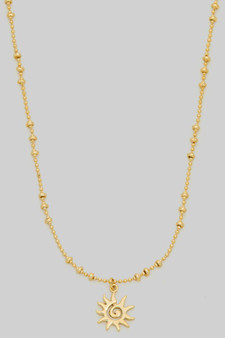 Spiral Sun Pendant Ball Chain Necklace