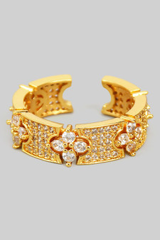 Cz Clover And Pave Band Ring