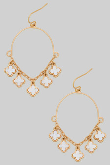 Dangling Clover Charm Hoops