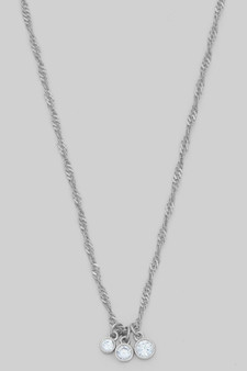 Triple Cz Charm Twisted Chain Necklace