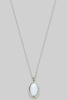 Organic Oval Pearl Pendant Brass Necklace