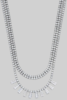 Layered Two Piece Premium Cz Necklace