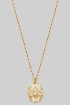 Western Hat With Cz Star Pendant Necklace