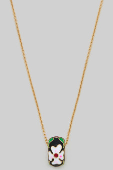 Epoxy Flower Rondelle Pendant Necklace