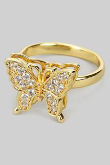 Cz Pave Butterfly Spinner Fidget Ring