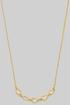 Multi Shaped Cz Bezel Pendant Necklace