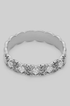 Quilted Brass Ring With Dazzling Cz