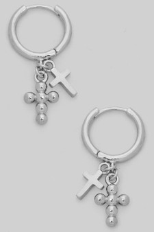 Double Cross Charm Huggies