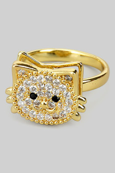 Cz Pave Cat Spinner Fidget Ring
