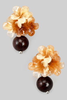 Flower Cluster And Bead Drop Earrings