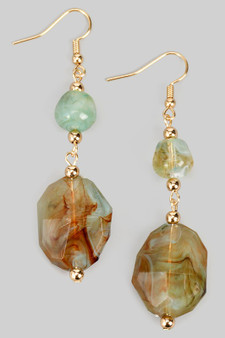 Mint Resin Stone Drop Earrings