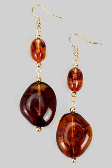 Brown Resin Stone Drop Earrings