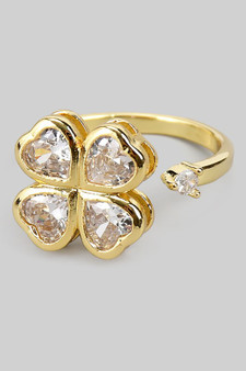 Cz Clover Spinner Fidget Ring