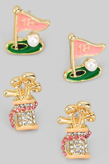 Golf Clubs And Hole Stud Set