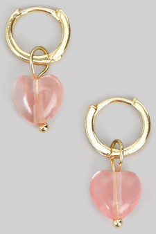 Stone Heart Charm Huggies