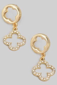 Clover Cut Out Pave Drop Earrings