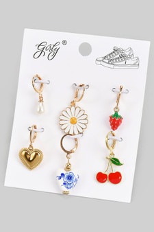 Fruit And Heart Six Piece Shoe Charm Set