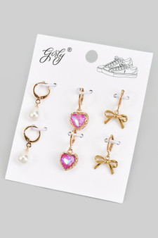 Heart Bow And Pearl Shoe Charm Set