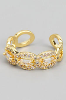 Brass Chain Ring With Cz Stones And Pave