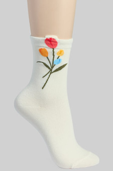 Tulip Embroidered Socks