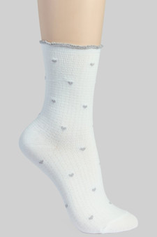 Ruffled Silver Heart Print Socks