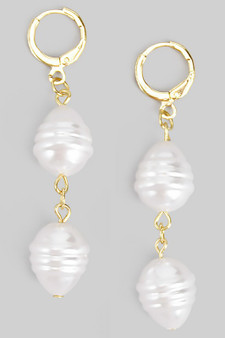Tiered And Textured Pearl Drop Hoops