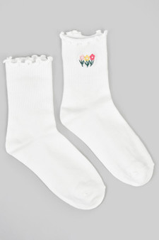 Multi Colored Flower Embroidered Socks