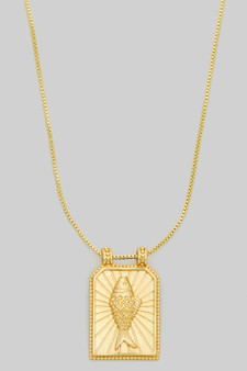 Fish Portrait Pendant 18K Dipped Necklace