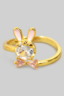 Cz Bow Tie Bunny Stone Ring