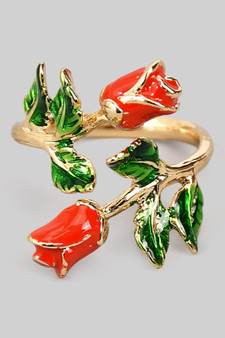 18K Gold Dipped Lacquered Rose Twist Ring