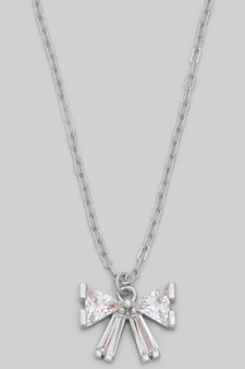 Cz Bow Pendant Necklace