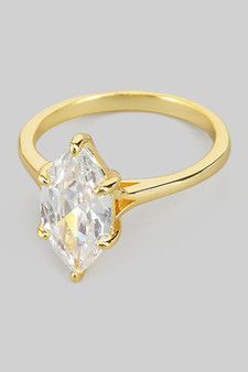 18K Gold Dipped Geo Cz Ring