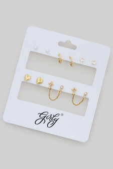 Six Pair Huggie Dangle And Stud Set