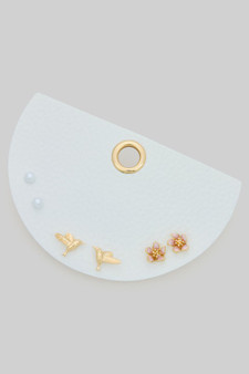 Pearl Hummingbird Flower Stud Set