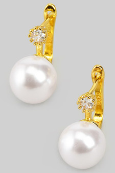 Cz And Pearl Hinge Hoop