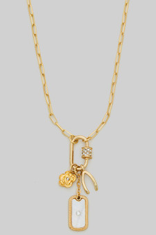 Carabiner Mop Rose Horseshoe Mop Charm Necklace