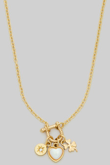 Horsebit Carabiner Ac Three Charm Necklace