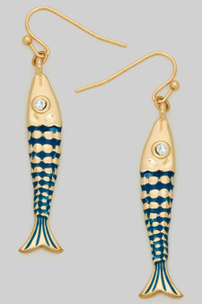 Textured Fish Drop Earrings